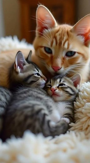 🐱Feline Family Moments: Adorable Cats Cuddle with Mama Cat!