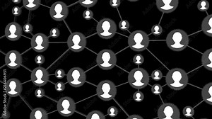 social Network animation for use in presentations, manuals, design, etc. Network seamless loop. Network growing loop. Social network world map animation