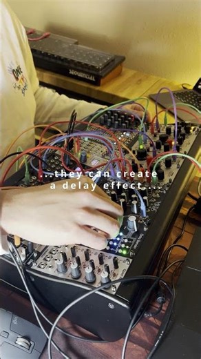 Playing with two oscillators and two envelopes can create fun delay effect...