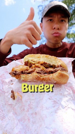 Danny Huynh on Instagram: "America’s National Dish Is Vegan (Burger) 🇺🇸 Yo I can usually tell when it’s plant based cause I’m a professional but this one I truly had no idea. It definitely competes with any real meat smash burgers I’ve had. Go check them out on your next road trip to NYC you won’t regret it. @teslamotors Elon go get yourself a moon burger @moon.burger 💖 SHOULD I MAKE A FULL ASIAN SQUAT TUTORIAL??? #burger #cheeseburger #hamburger #fries #fastfood #foodreview #america #usa #yu