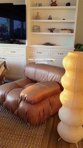 No overhead lighting ✨ ambient living room glow up with rice paper lamp