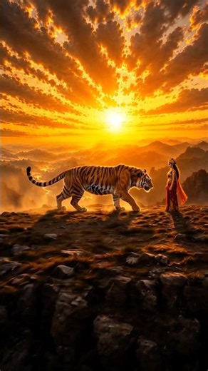 What the tiger did after seeing Goddess Durga will surprise you! #shorts #viralshorts