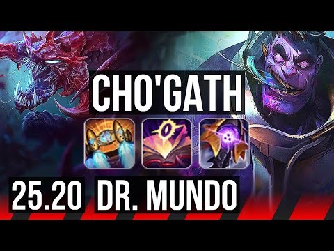 CHO'GATH vs DR. MUNDO (TOP) | 8 solo kills, Legendary, 40k DMG | KR Master | 25.20