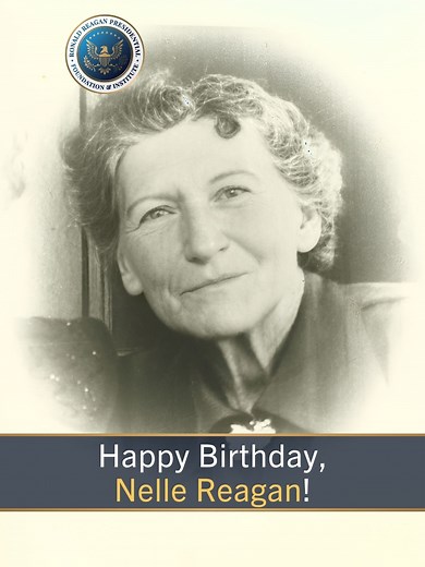 84K views · 5.1K reactions | Happy Birthday to Ronald Reagan's mother, Nelle Reagan.  A woman of faith, resolve, and quiet strength, she shaped her son's character long before he shaped the world. Ronald Reagan often said everything he learned about kindness, perseverance, and right from wrong began with his mother. | The Ronald Reagan Presidential Foundation and Institute | Facebook