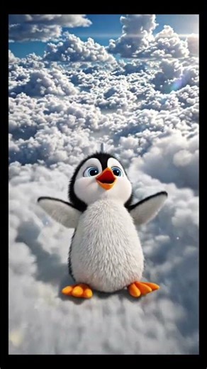 Cute Penguin Flying in the Clouds! 🐧☁️ #Shorts#cute #youtubeshorts#funny