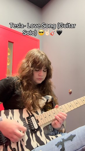 113 reactions · 12 comments | Filmed another guitar lesson for a friend! Here is another guitar demonstration video that I decided to post! This took only 3 takes! 落 #tesla #lovesong #glammetal #guitarist #musician #charvelguitars #classicrock #guitarteacher | Hallie Hust | Facebook