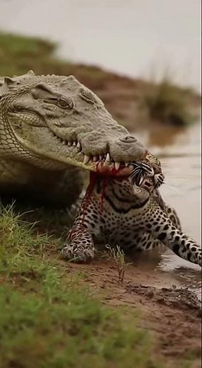 Can the leopard escape the crocodile’s pursuit?🐆🐊표범은 악어의 추격에서 벗어날 수 있을까요?#Leopard #crocodile