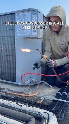 FULL HVAC CONDENSER INSTALL🔥 | #foryourpage #viral #hvac #hvactechnician #mywork ‪@malcogrp‬