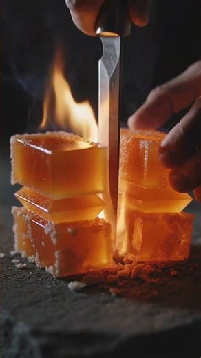 Designer fire cube — the cleanest cut! | ASMR