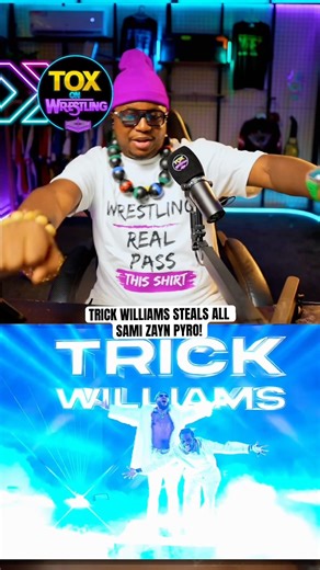 ⚡😅 TRICK WILLIAMS STEALS ALL SAMI ZAYN CELEBRATION PYRO!#wwe #wrestling #smackdown