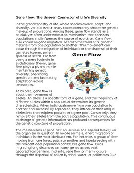 Gene Flow Worksheet for Sub-Plan or Classwork & Homework