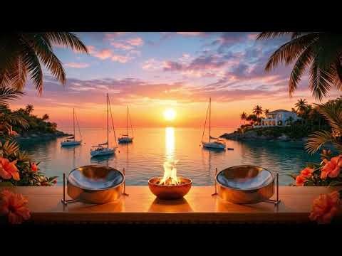Steel Pan Beach Music | Smooth Beach Jazz at Golden Hour | Tropical Tiki Bar | 4 Hours