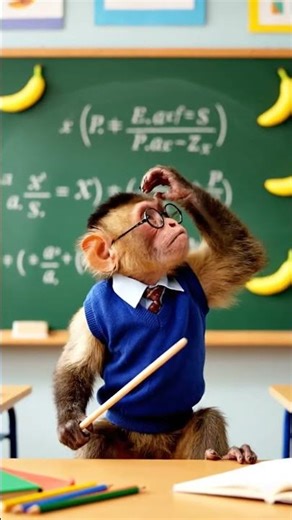 “Funny Monkey Teacher Teaching Math 😂📚 | Education Short Video”