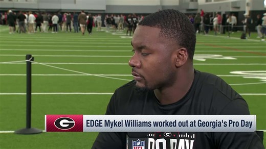 Mykel Williams talks to Taylor Bisciotti about his 2025 draft stock at Georgia Pro Day