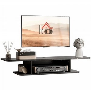 HOMCOM Wall Mounted TV  Stand Entertainment Unit with Storage Shelf, Black  | eBay UK