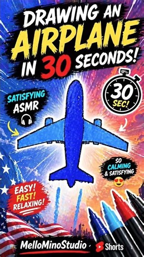 Airplane Drawing in 30 Seconds ✈️😱 Satisfying ASMR Art!