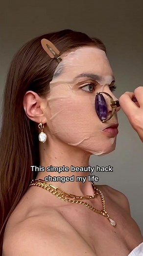 Next time you use a sheet mask, use a facial roller over the top for better product absorption and lymphatic drainage. You can thank me later! 🤍 #beautytok #foryou