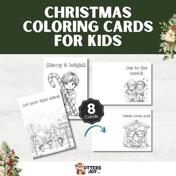 Printable Coloring Cards for Kids – Set of 8 | 5x7 Kindness Cards | Holiday Gift