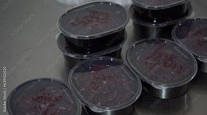 packing foods in a disposable container in a Korean restaurant