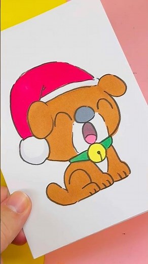 How to draw a kawaii Christmas dog step by step