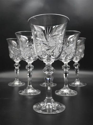 Boxed Vintage Bohemia Crystal Wine Glasses – Pinwheel Cut,200ml Set of 6, 1980s - Etsy UK