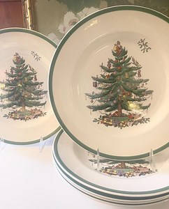 Vintage Spode England Set of Six "christmas Tree" Dinner Plates, Holiday Dinnerware, Christmas China - Etsy