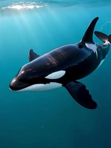 🦈 Majestic Killer Whale in Ocean Depths: Stunning Underwater Scene!