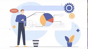team leader presenting monthly statistic report business animated illustration video Stock Video