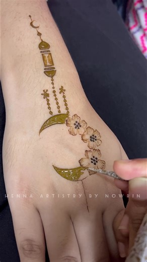 Henna Art Application Process on Light Skin Hand