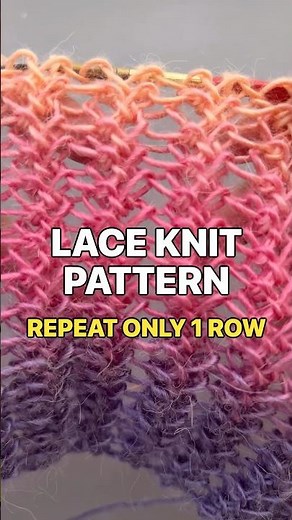 Lace knit pattern. Repeat 1 row only #knitting #crochet #knittingtutorial