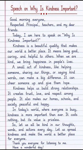 Speech on Why Is Kindness Important? | English Speech