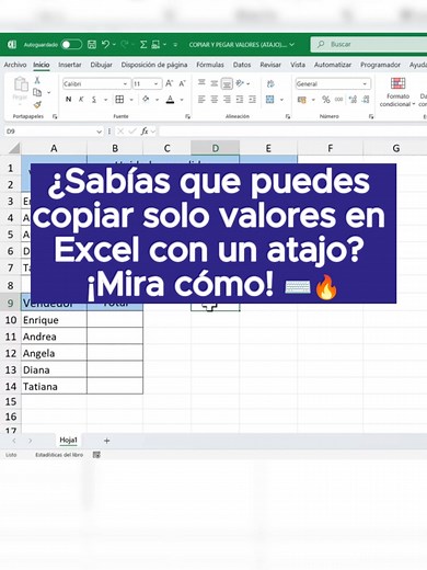 Atajo para Copiar Solo Valores en Excel