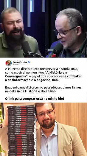A história mostra como o poder sempre tentou reescrever os fatos para justificar seus interesses. Hoje, a extrema direita faz o mesmo: distorce o passado, espalha desinformação e tenta apagar a verdade. Mas, como mostro no meu livro “A História em Convergência”, o papel de quem educa é resistir, é defender a História, o conhecimento e a memória. Link para comprar meu livro: https://a.co/d/gmPwZsi | Raone Ferreira