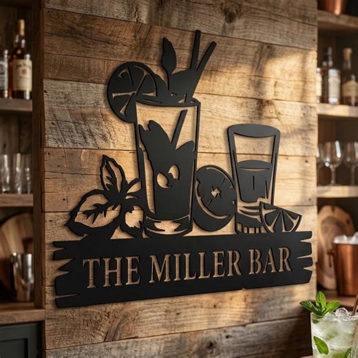 Custom Metal Bar Sign | Personalized Bar Decor Wall Art & Decorative Plaque, Housewarming Gift - Etsy