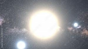 Milky Way stars and multiple solar system in a distant alien universe.