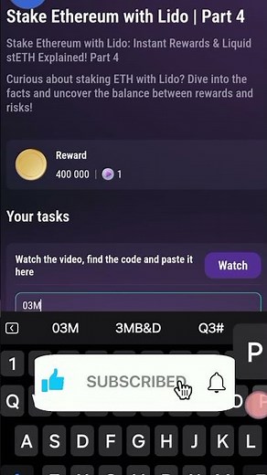 Tapswap Code: staking ETH with Lido: instant reward & liquid stETH Explained! part 4 Tappy Explained