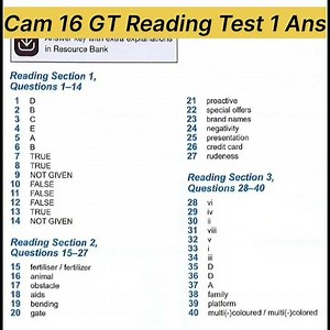 Cambridge 16 General Training Reading Test 1 Answers