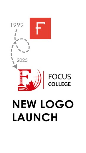 Meet the new Focus College logo, the next chapter of who we are and where we’re going. The F is our promise: staying laser-focused on shaping strong foundations and brighter futures. The book is the spark of growth and knowledge ,the kind that actually changes your life. The globe shows how local learning can open doors to worldwide opportunities. And the maple leaf? That’s our Canadian soul, proud, welcoming, and empowering students since 1992. Fresh look. Same purpose. Bigger impact. This is F