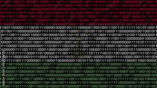 Binary code on flag of Tajikistan. Program source code or Hacker concept on Tajik flag. Tajikistan digital technology security, hacking or programming