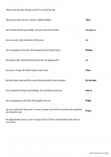 Time linkers in story about Mary