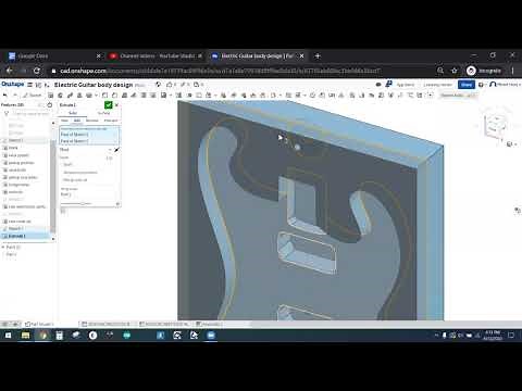 Onshape Guitar Body 3D CAD Design PART 3 of 6