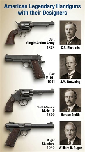 American Popular Handguns & Their Designers 🔫 | Iconic Pistols in History
