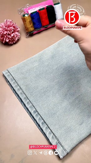 Wide-leg pants, keep the original hem and alter the length. Slow Verision full video Tutorial Episode 149 Follow My Page Facebook : Bilochpuratips 2 Diy . . . . . . #bilochpuratips2diy #bilochpuratips #needlework #sewing #fblifestyle #reels . | Bilochpuratips 2 Diy