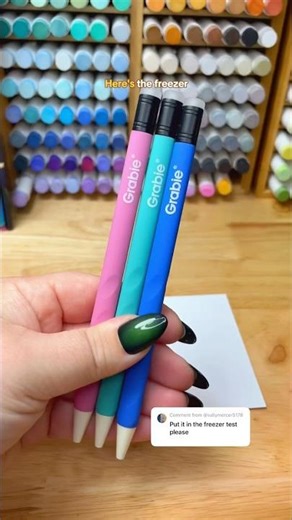 Trying out the freezer test on these Erasable Gel Pens by Grabie #art #pen #review