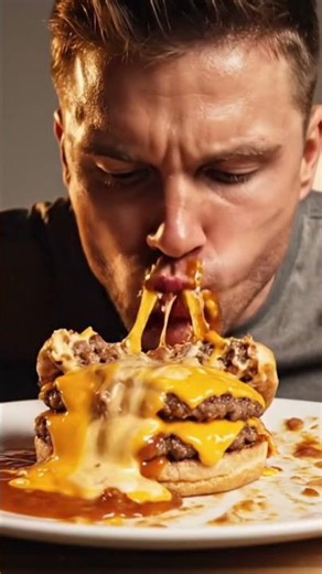 🤯 NO HANDS! Extreme Hands-Free Cheeseburger Challenge ASMR Mukbang