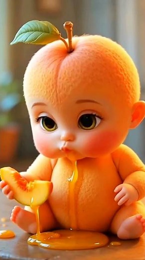 ✨ Super Cute Peach Baby 🍑#PeachBaby #PixarStyle #CuteAnimation #3DAnimation #FruitBaby #PixarShorts