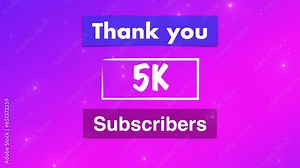 Thank you 5,000 or 5k subscribers text video social media post.
