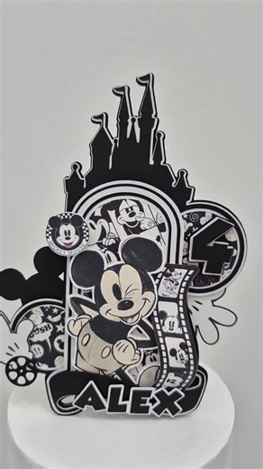 Vintage Mickey Mouse Cake Topper: Retro Photo Film Strip