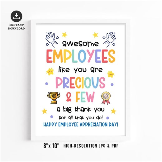 Employee Appreciation Day Sign Printable, Thank You Poster (JPG PDF Digital Download) - Etsy