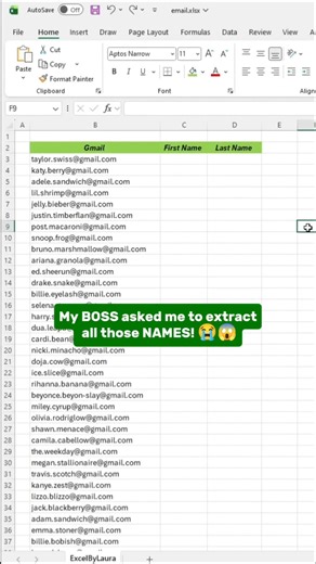 Extract names from email in excel! #excel #exceltips #exceltricks #spreadsheet
